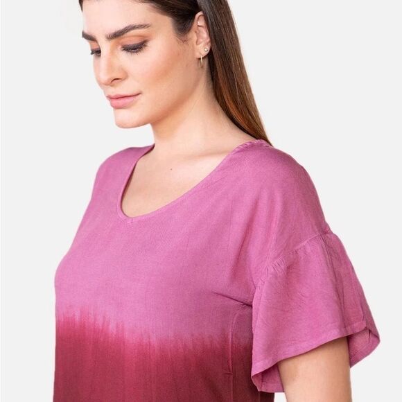Tamsy Purple Burgundy Ombré Top 1x - Picture 5 of 11